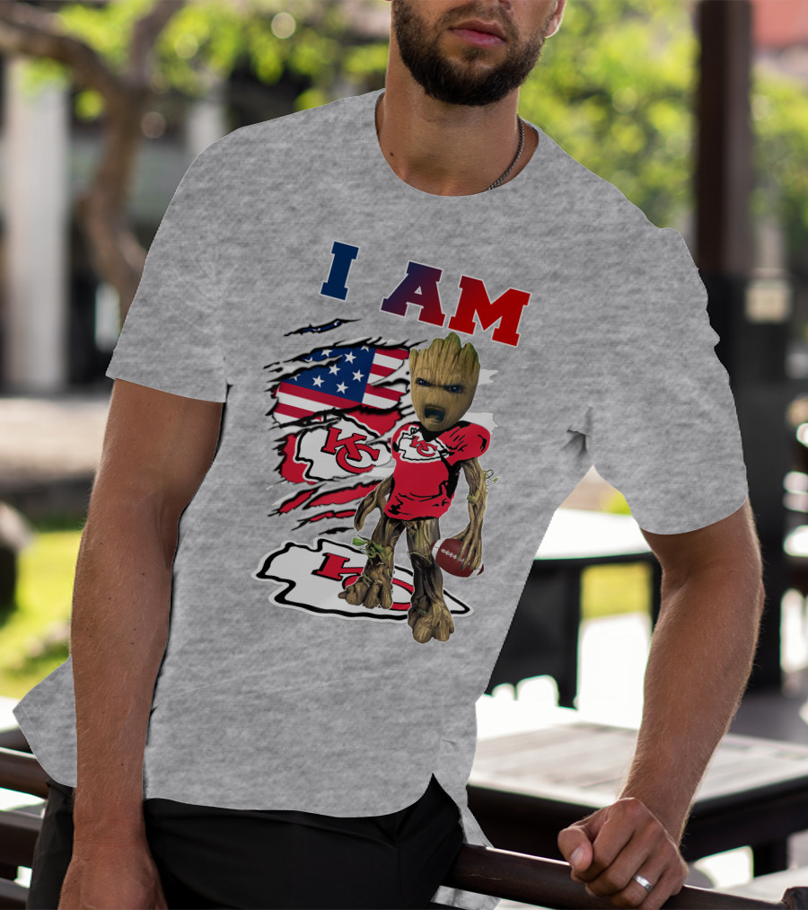 I Am Kc Chiefs Groot Football Usa Flag T-Shirt