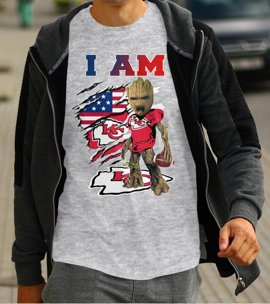 I Am Kc Chiefs Groot Football Usa Flag T-Shirt