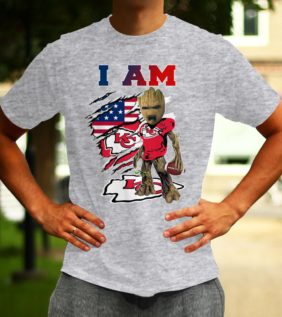 I Am Kc Chiefs Groot Football Usa Flag T-Shirt