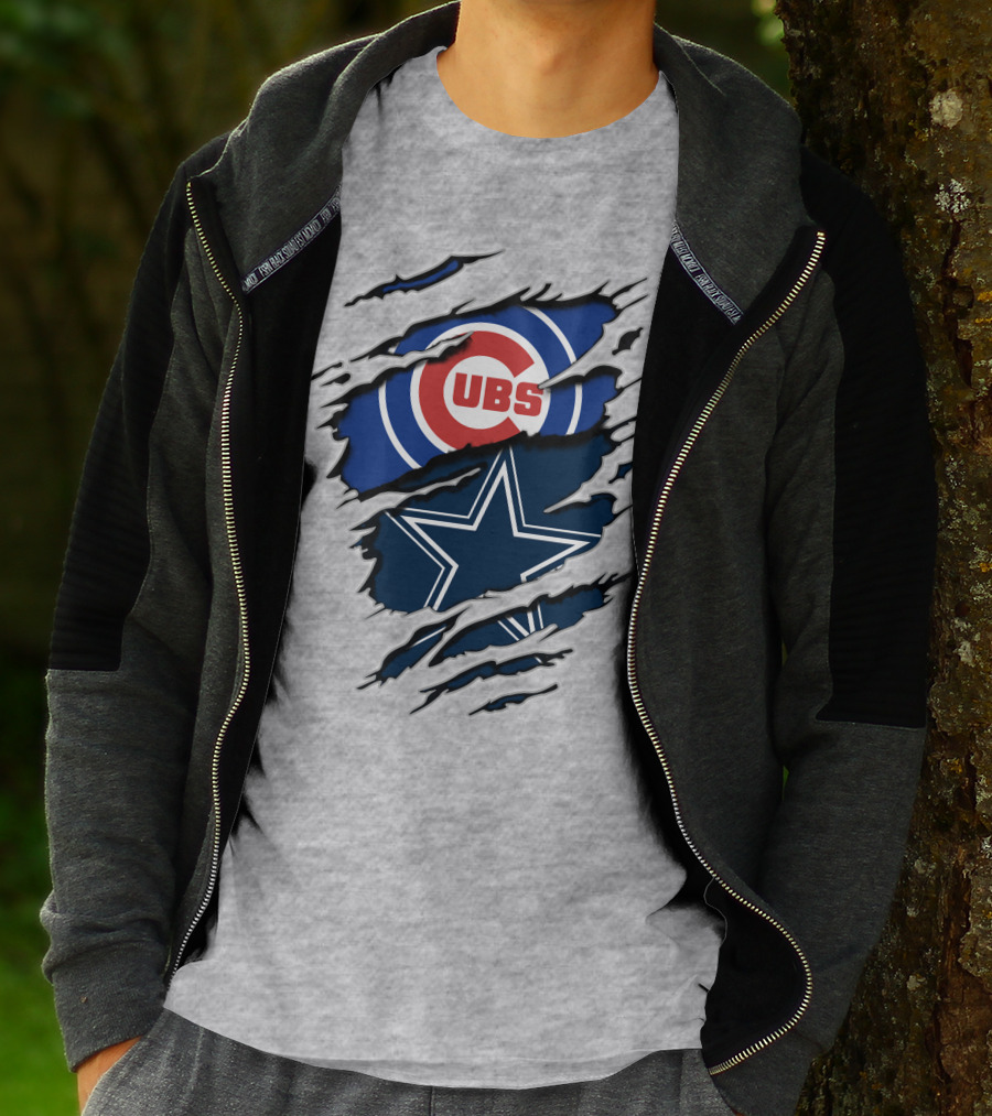 Cubs And Cowboys Fan Symbol Fusion T-Shirt