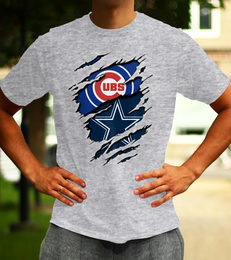 Cubs And Cowboys Fan Symbol Fusion T-Shirt