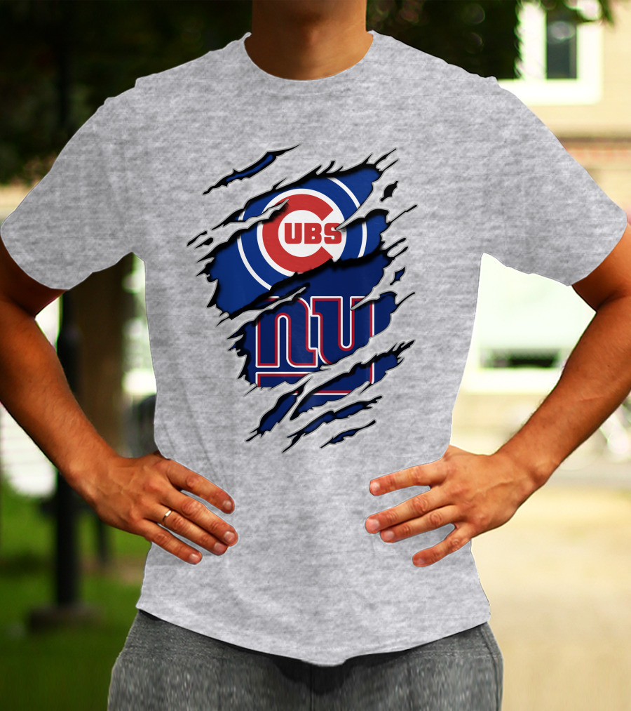 Cubs Giants Logo Fusion Ripped T-Shirt