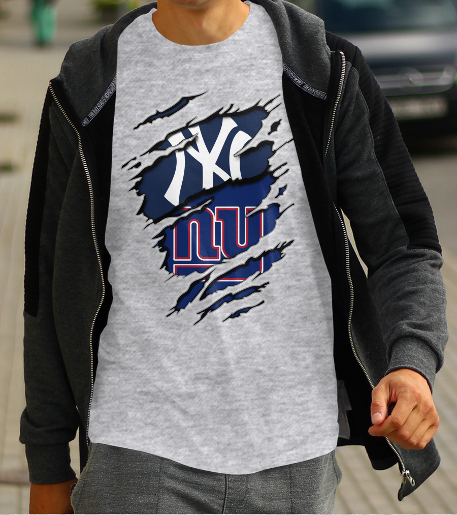 New York Yankees Ny Giants Ripped T-Shirt