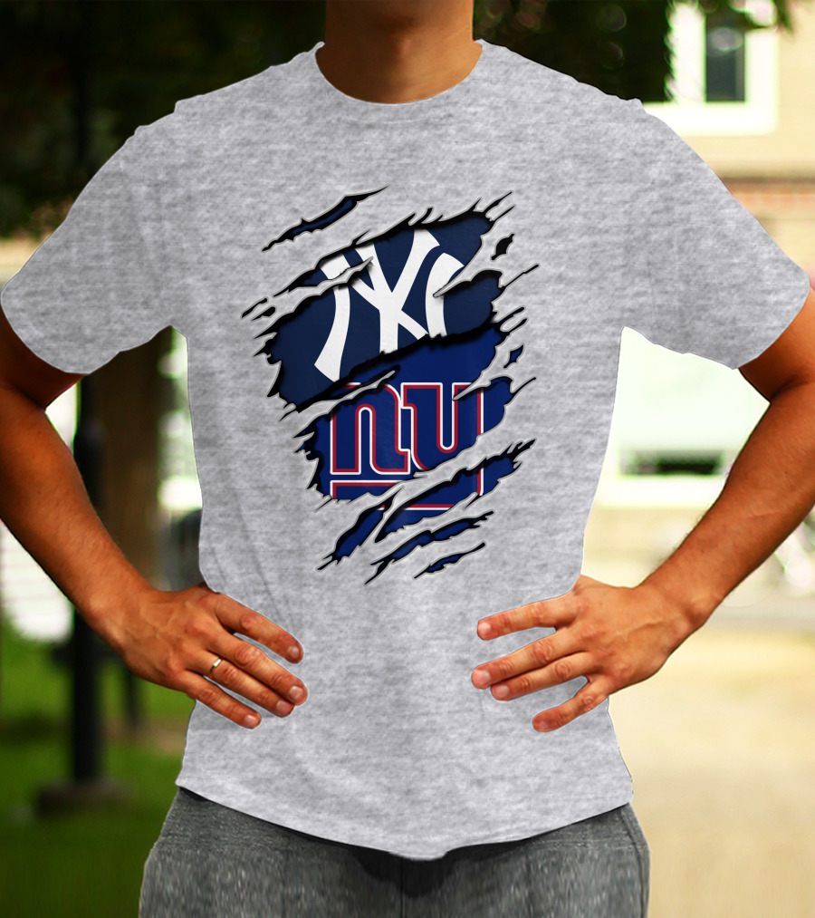 New York Yankees Ny Giants Ripped T-Shirt