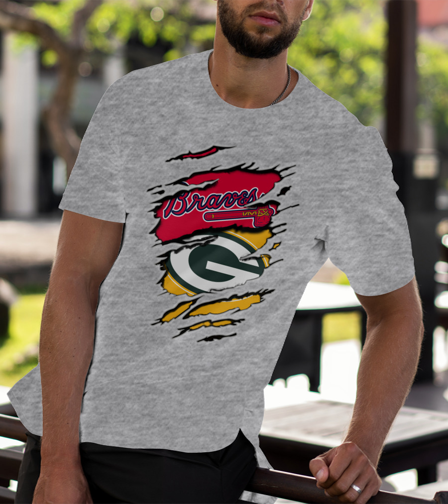 Braves Packers Torn Logo Mashup T-Shirt