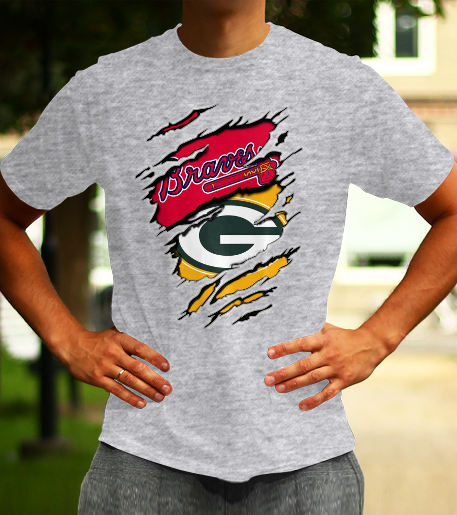 Braves Packers Torn Logo Mashup T-Shirt