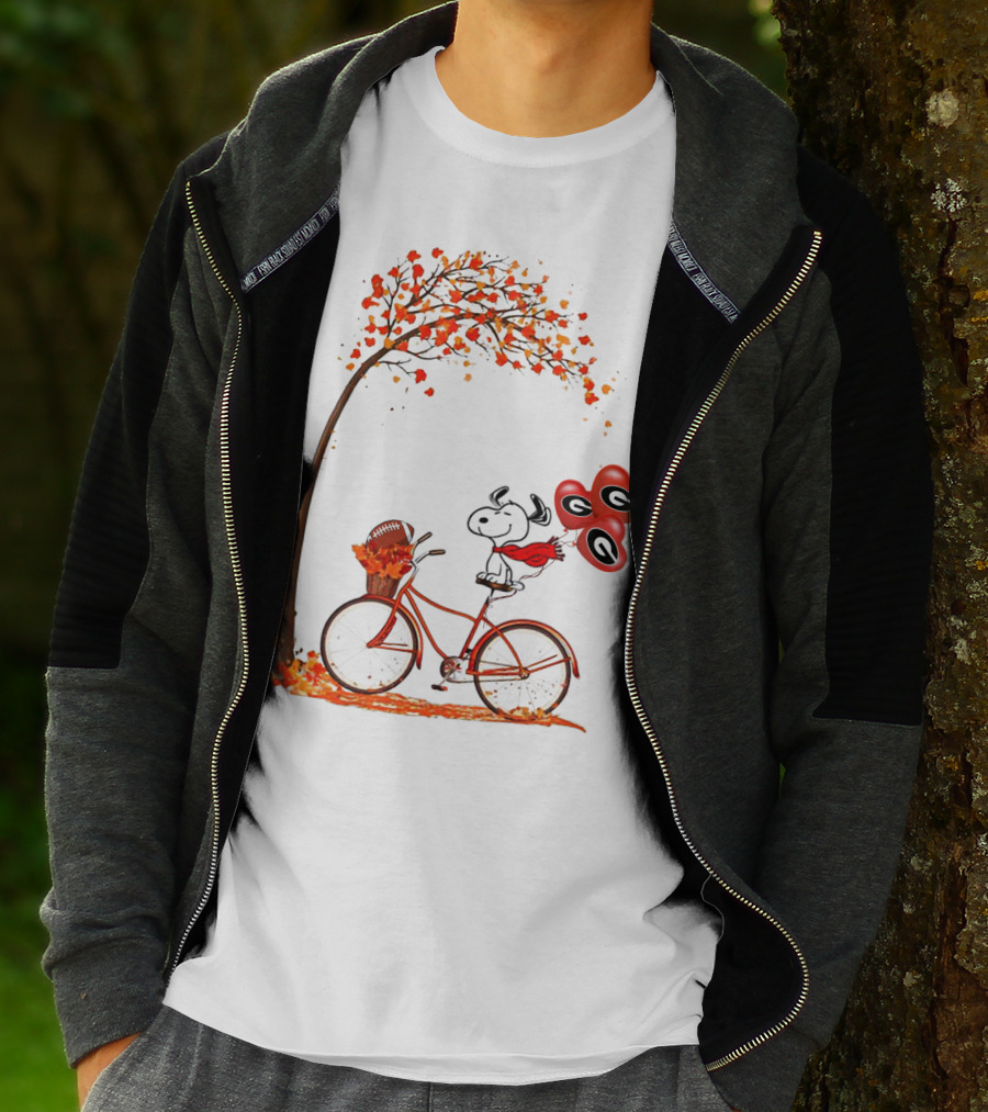 Snoopy Georgia Football Fall Bicycle Balloons T-Shirt