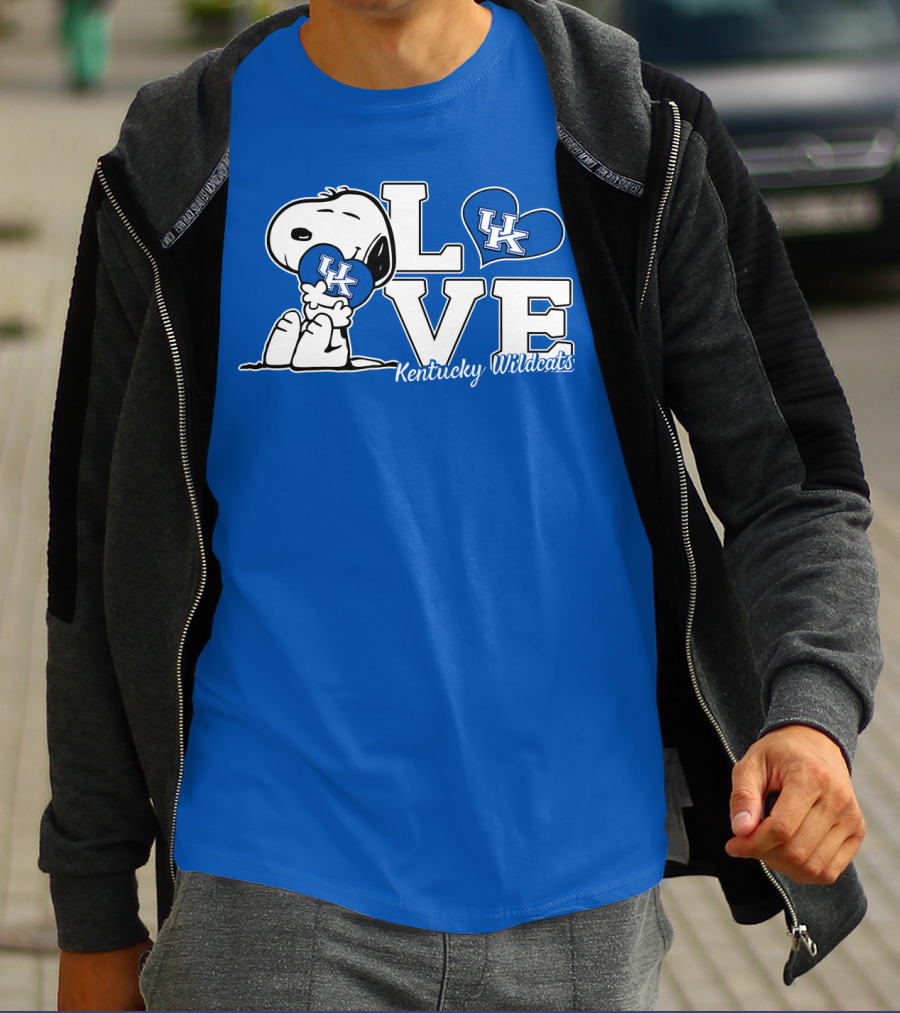 Love Kentucky Wildcats Snoopy Uk Heart T-Shirt