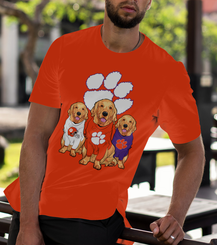 Clemson Tigers Golden Retrievers Trio T-Shirt
