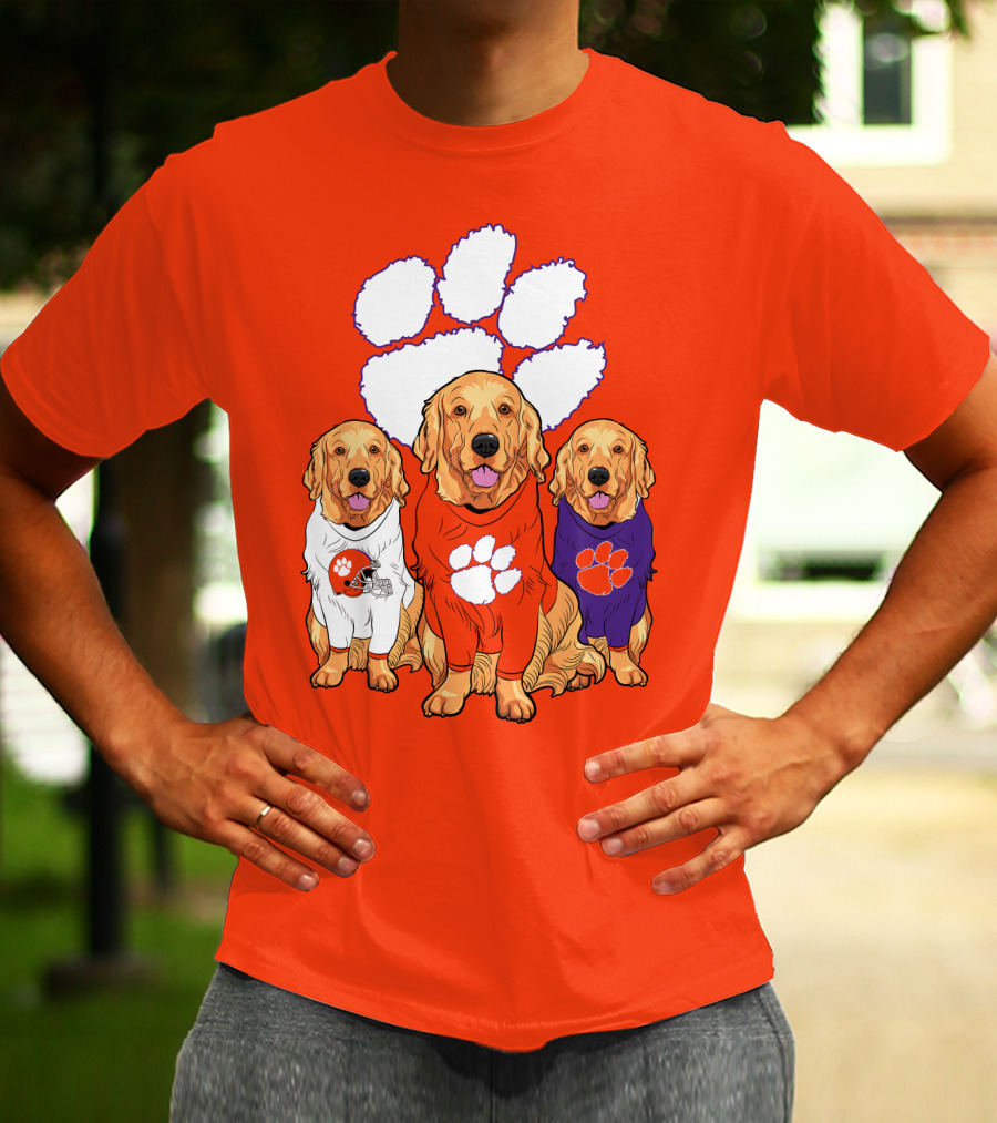 Clemson Tigers Golden Retrievers Trio T-Shirt
