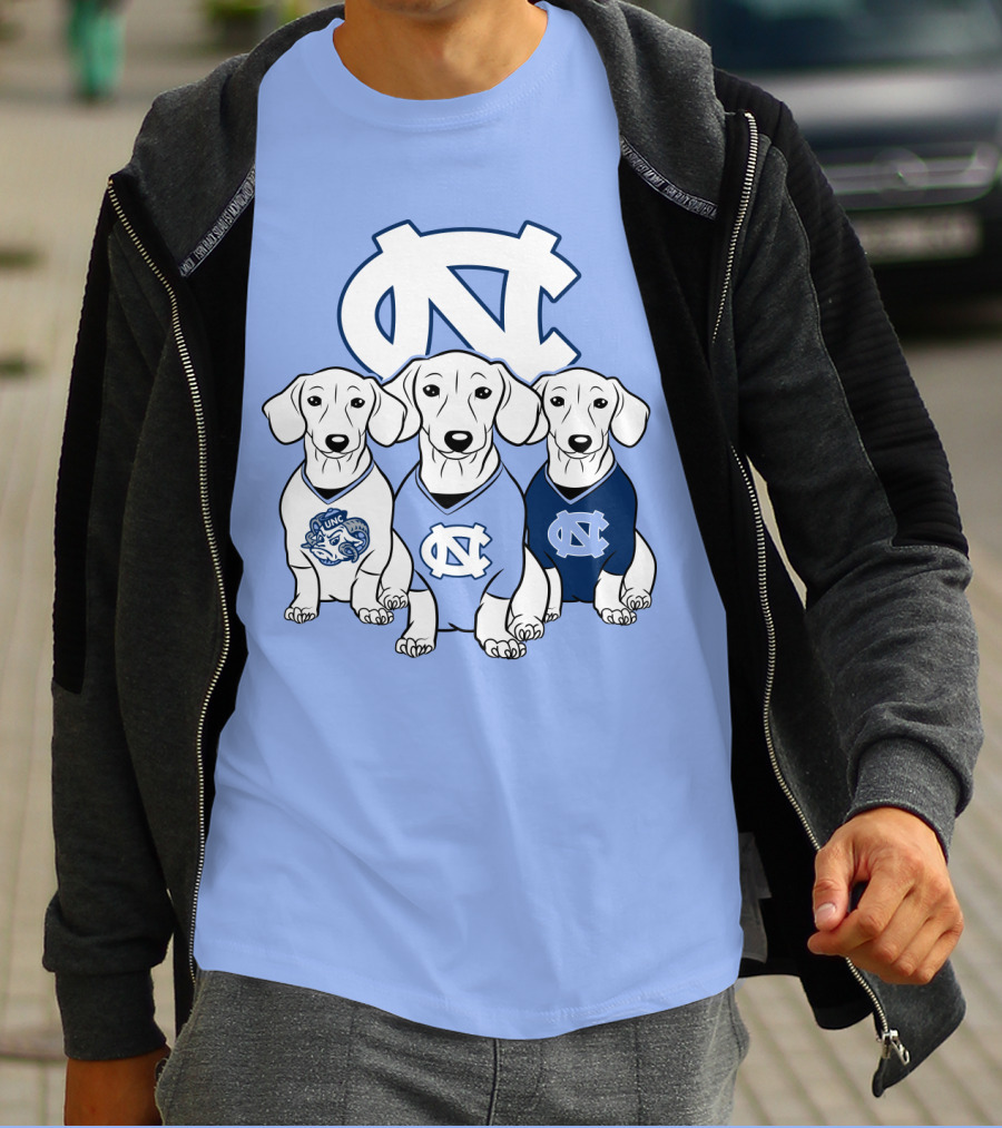 North Carolina Tar Heels  Dachshund Dogs T-Shirt