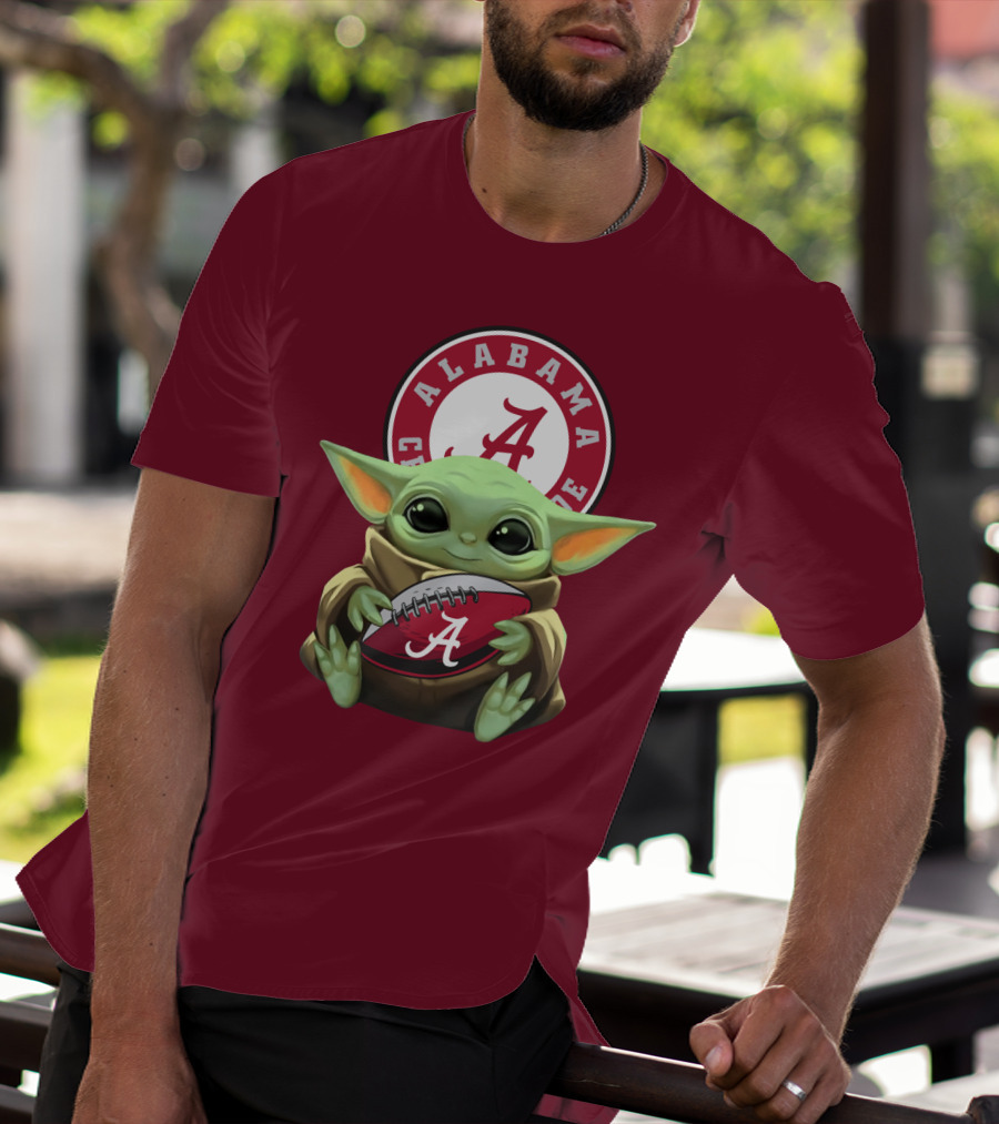 Baby Yoda Alabama Crimson Tide Football Fan T-Shirt