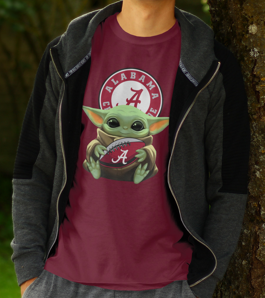 Baby Yoda Alabama Crimson Tide Football Fan T-Shirt