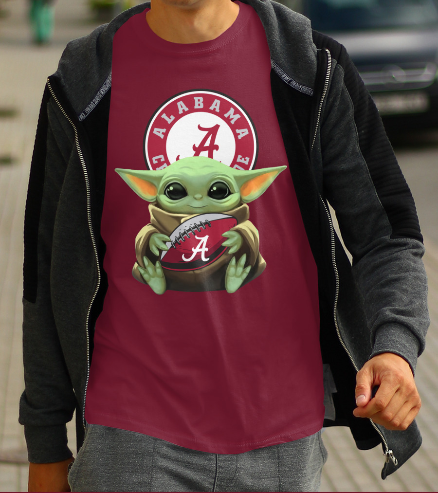 Baby Yoda Alabama Crimson Tide Football Fan T-Shirt