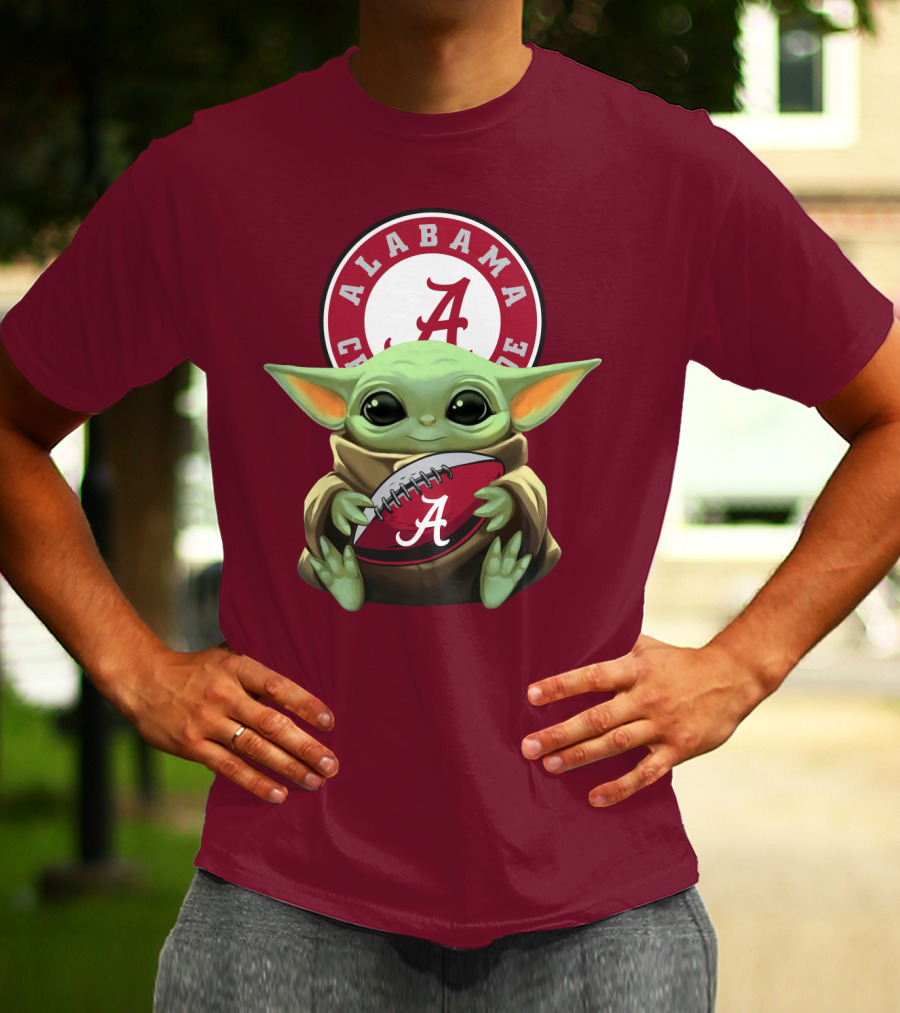 Baby Yoda Alabama Crimson Tide Football Fan T-Shirt