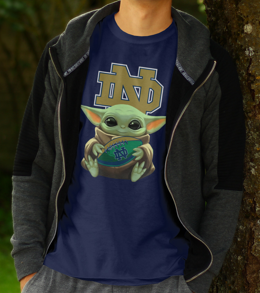 Baby Yoda Notre Dame Football Fan T-Shirt
