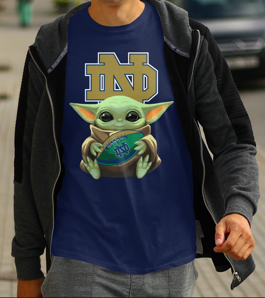 Baby Yoda Notre Dame Football Fan T-Shirt
