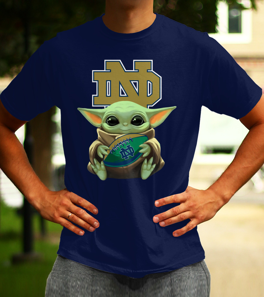 Baby Yoda Notre Dame Football Fan T-Shirt