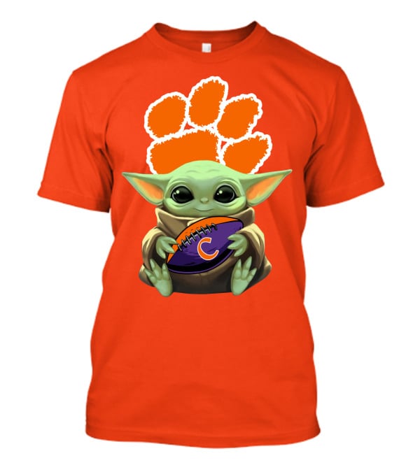 Clemson Tigers Baby Yoda Football Fan T-Shirt