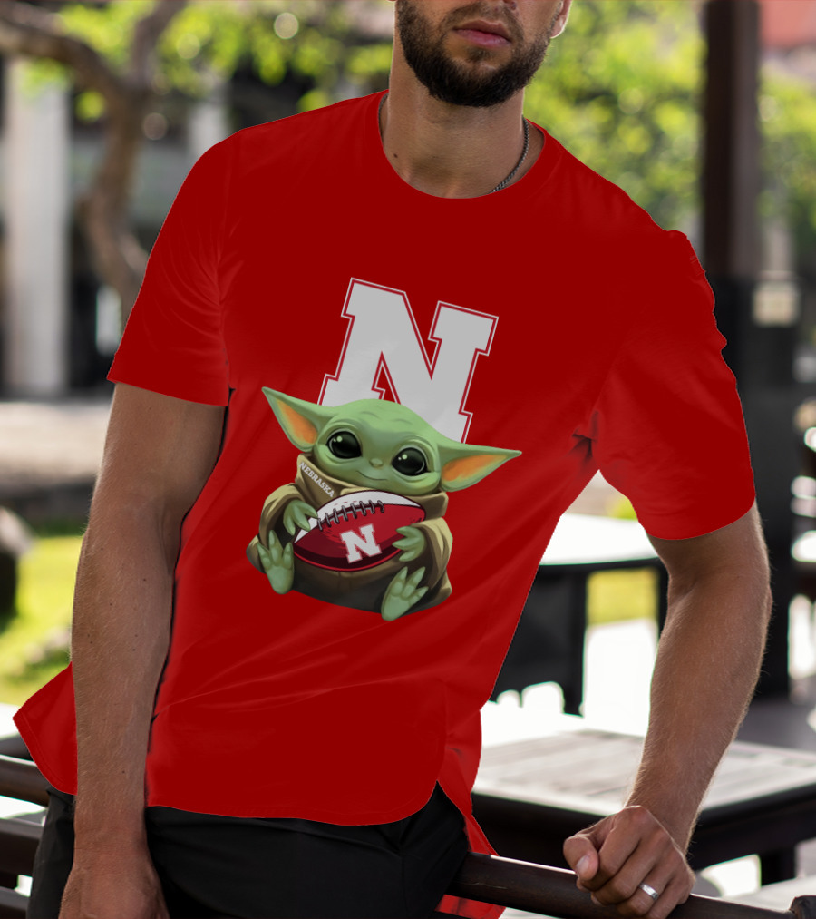 Baby Yoda Nebraska Cornhuskers Football Fan Icon With N T-Shirt