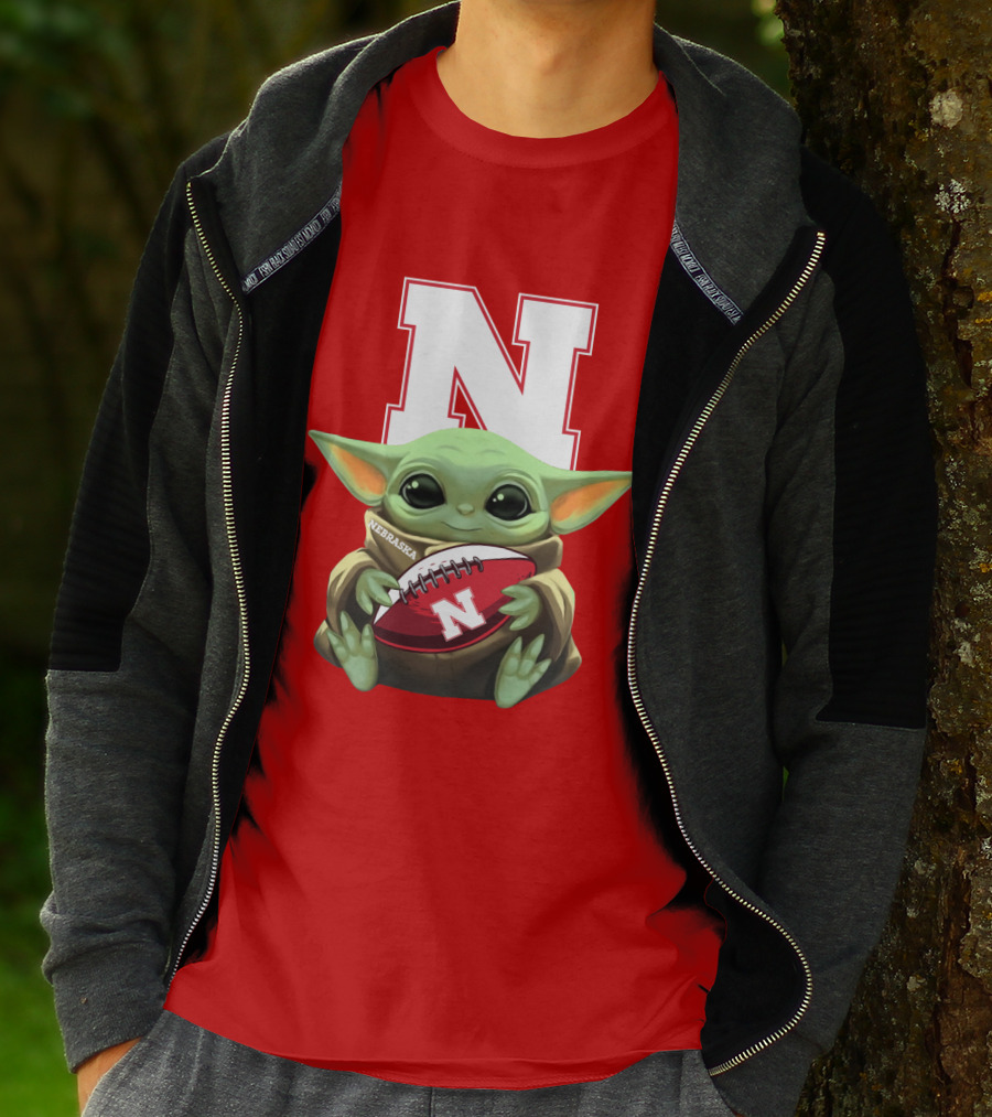 Baby Yoda Nebraska Cornhuskers Football Fan Icon With N T-Shirt