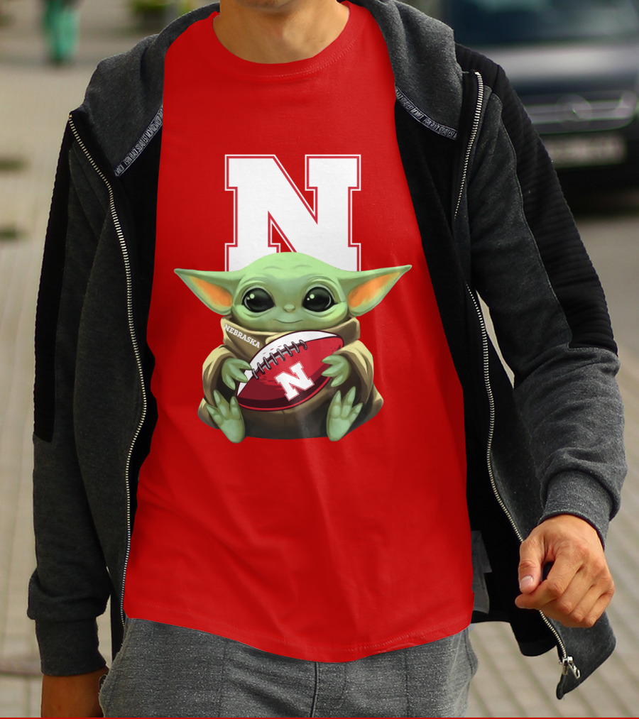 Baby Yoda Nebraska Cornhuskers Football Fan Icon With N T-Shirt