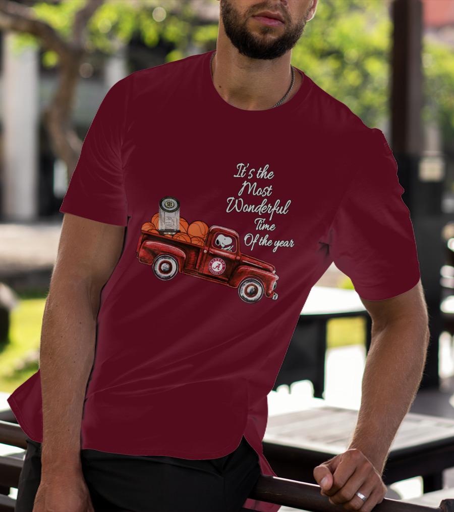 It's The Most Wonderful Time Of The Year Alabama Crimson Tide Basketball Snoopy RTJ Memorial Stadium Red Truck T-Shirt