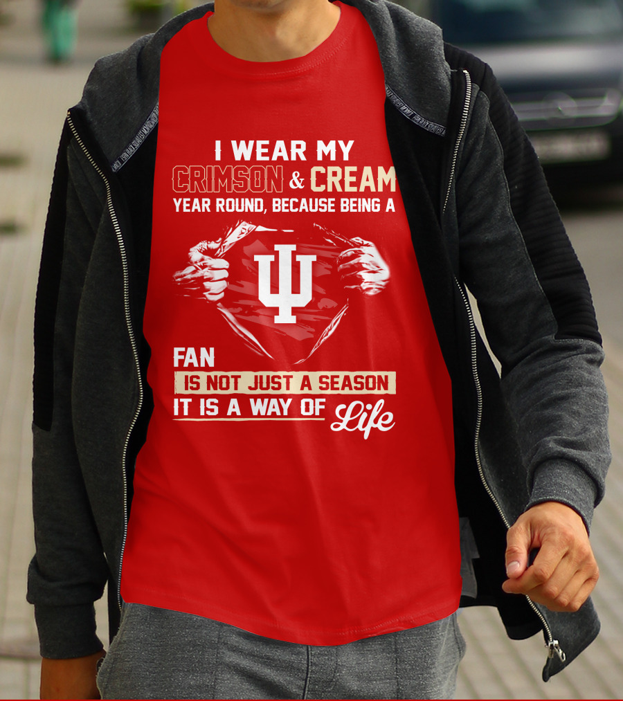 I Wear My Crimson & Cream Year Round Because Being A Fan Is Not Just A Season It Is A Way Of Life Iu T-Shirt