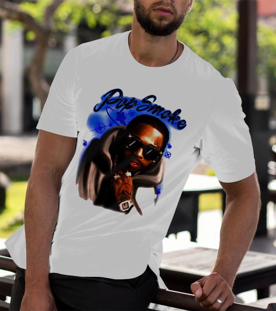 Pop Smoke Airbrush Blue Graffiti T-Shirt