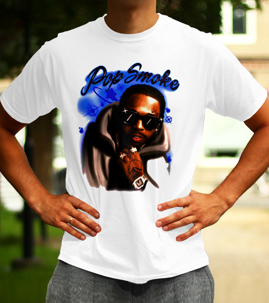 Pop Smoke Airbrush Blue Graffiti T-Shirt