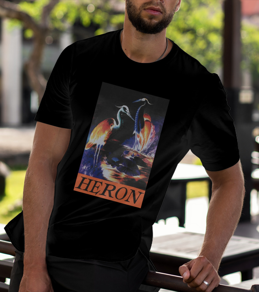 Heron Preston Vibrant Herons Wildlife Scene T-Shirt