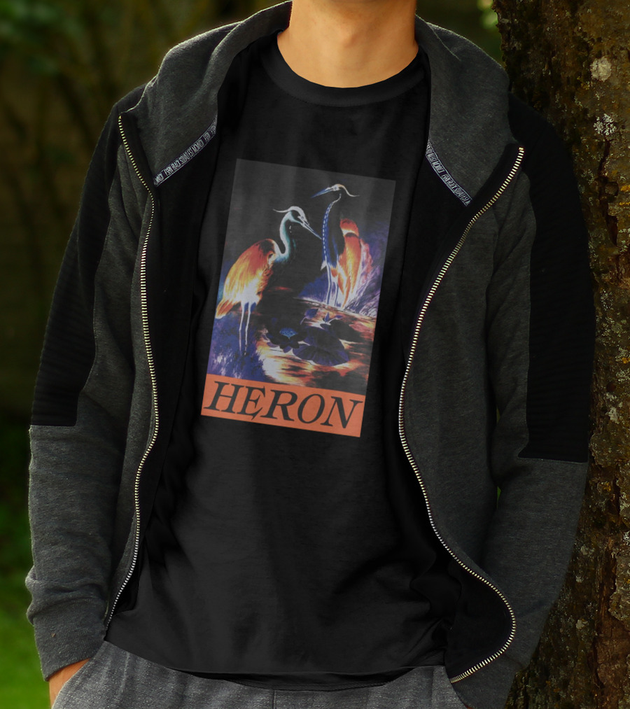 Heron Preston Vibrant Herons Wildlife Scene T-Shirt