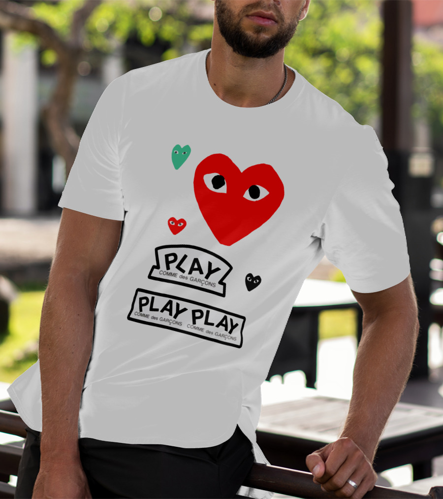 PLAY Comme Des Garçons Heart Faces T-Shirt