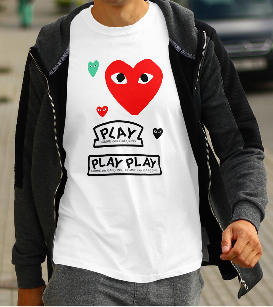 PLAY Comme Des Garçons Heart Faces T-Shirt