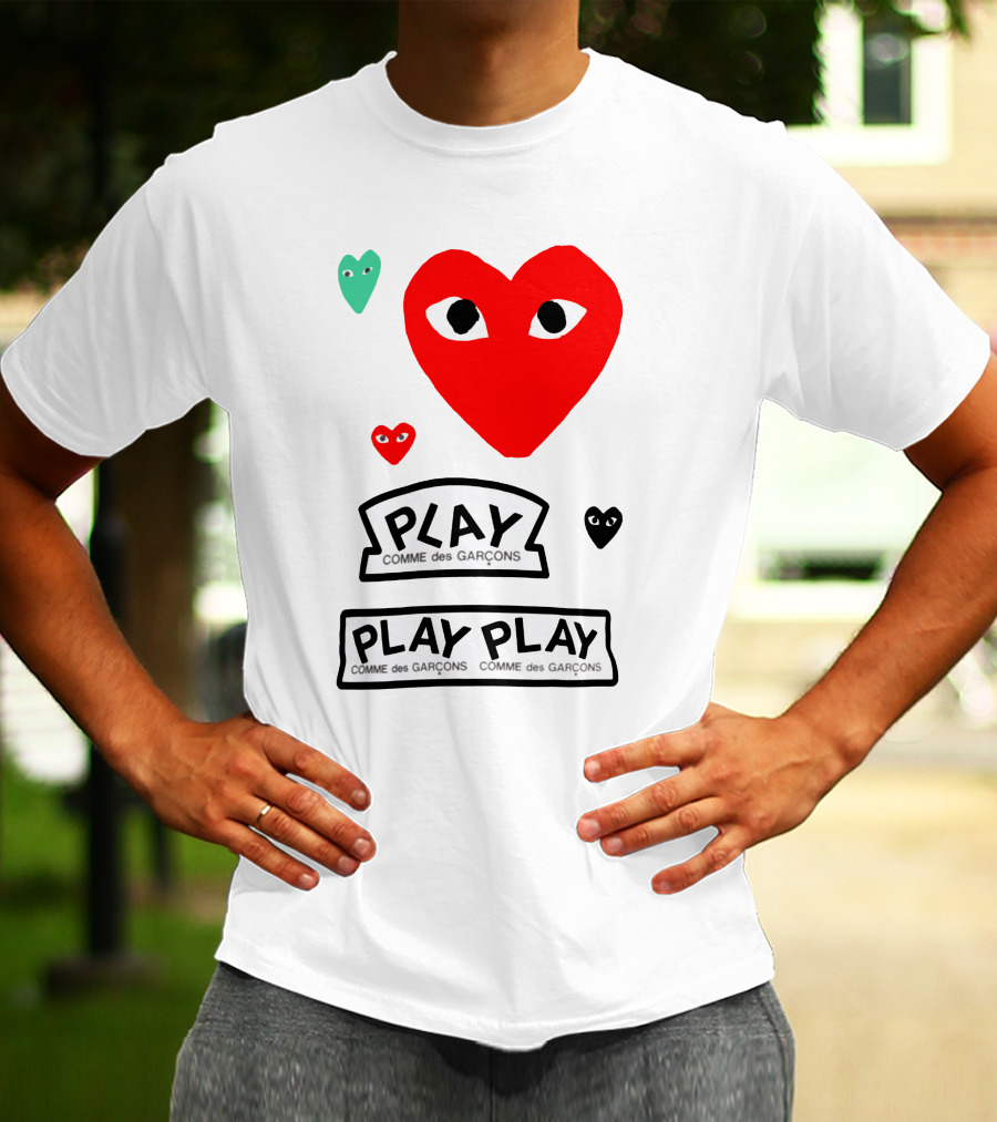 PLAY Comme Des Garçons Heart Faces T-Shirt