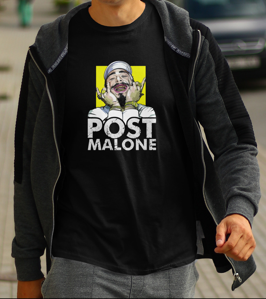Post Malone Smiling In Yellow Background T-Shirt