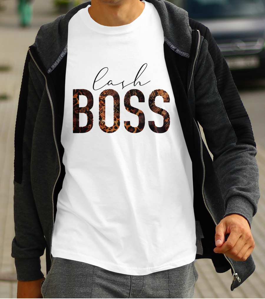 Lash Boss Snake Pattern Text T-Shirt