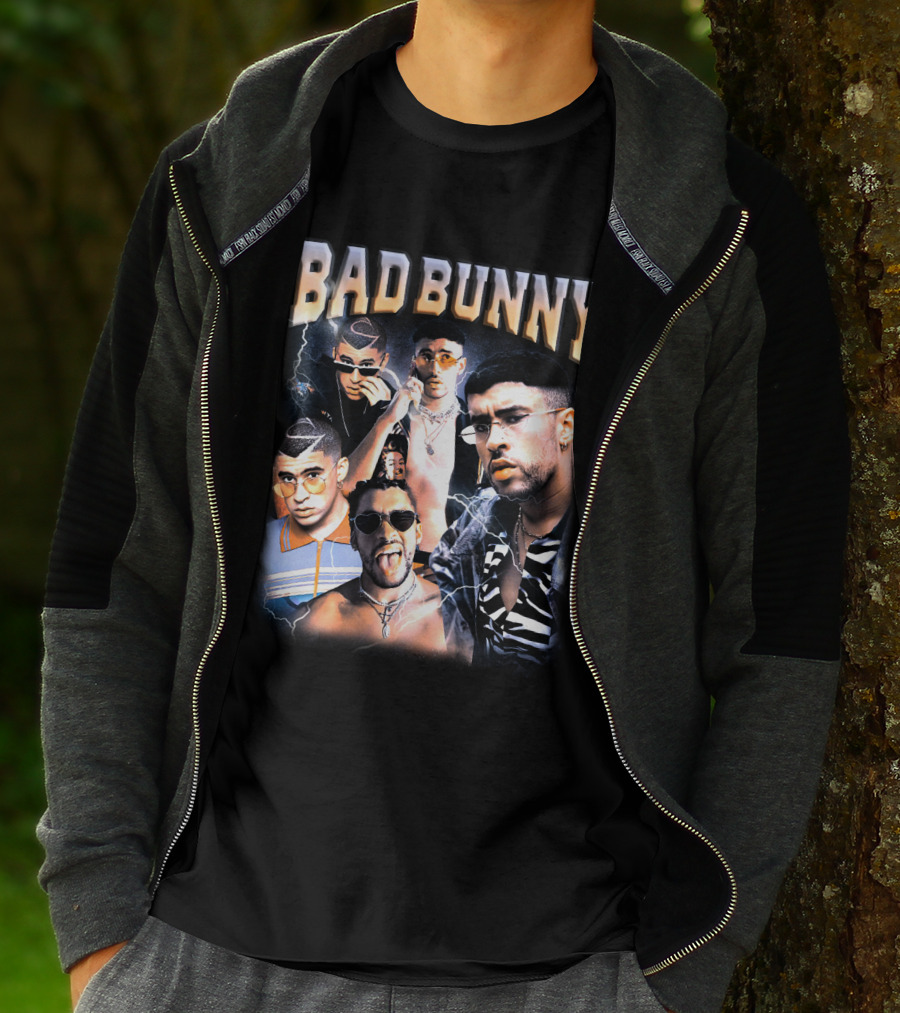 Bad Bunny Style Evolution Lightning Collage T-Shirt