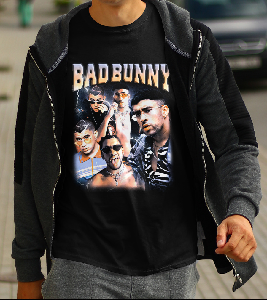 Bad Bunny Style Evolution Lightning Collage T-Shirt