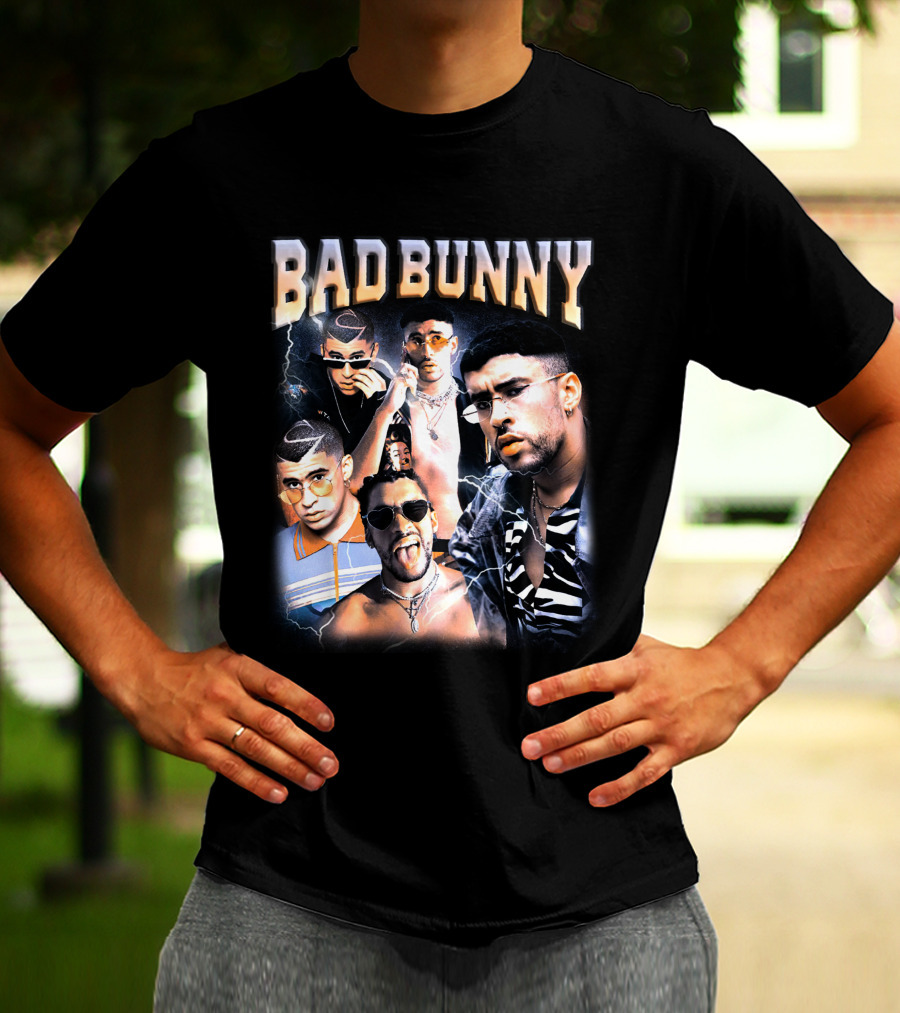 Bad Bunny Style Evolution Lightning Collage T-Shirt