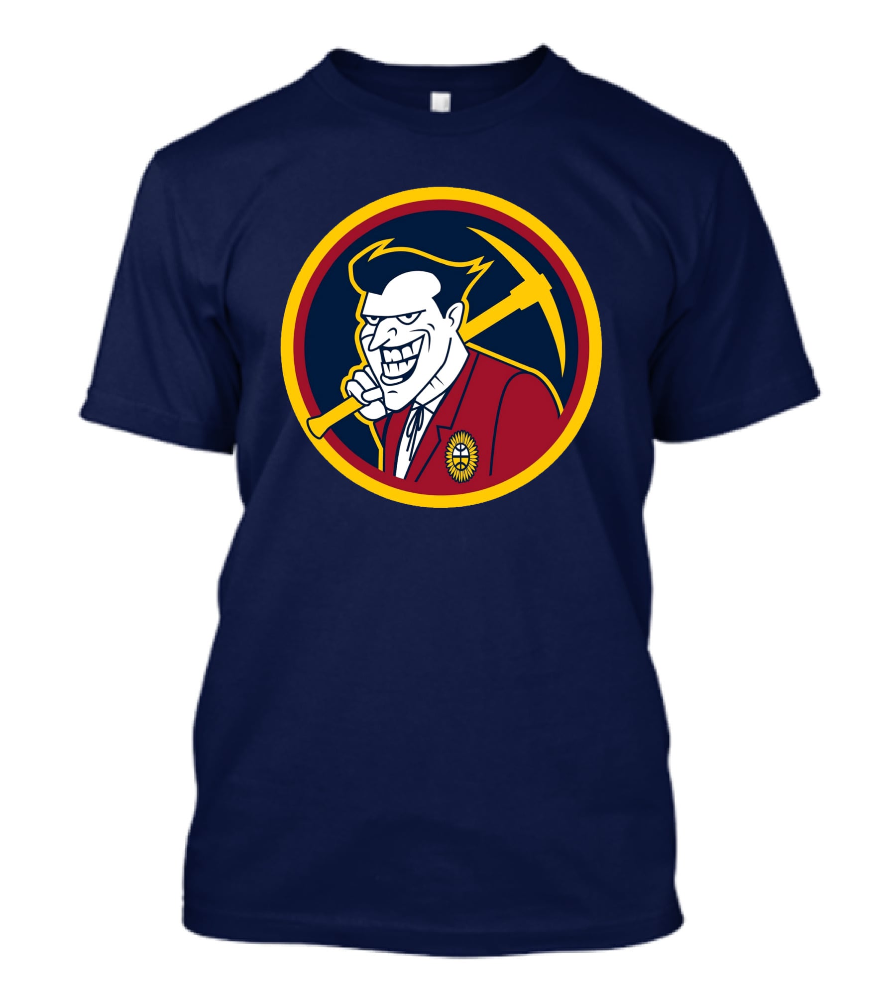 Denver Jokers NBA Parody Logo Icon With Villain Character And Pickaxe T-Shirt