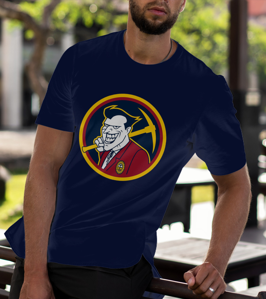 Denver Jokers NBA Parody Logo Icon With Villain Character And Pickaxe T-Shirt