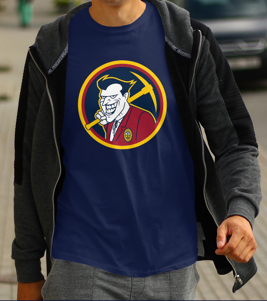 Denver Jokers NBA Parody Logo Icon With Villain Character And Pickaxe T-Shirt