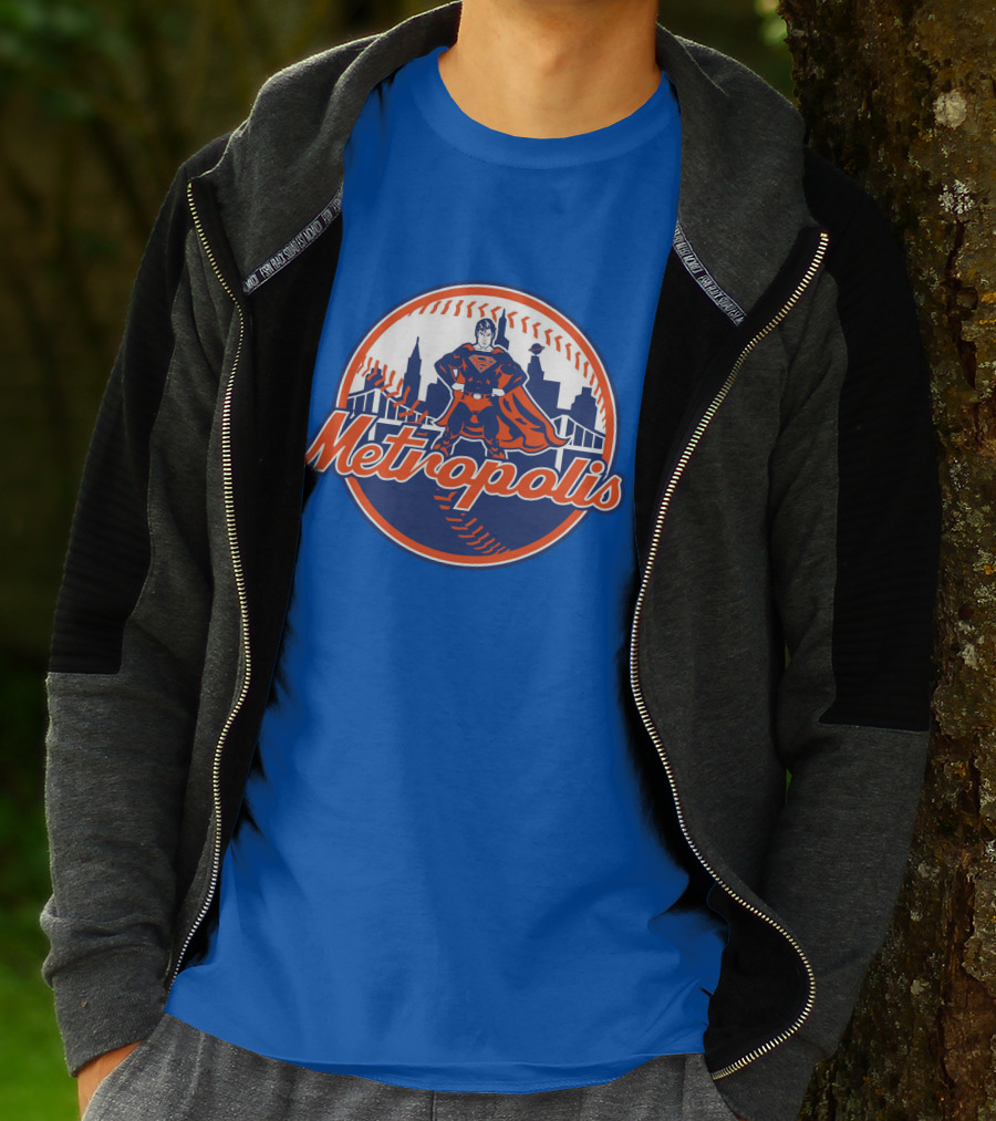 Metropolis Superman NY Baseball Skyline T-Shirt