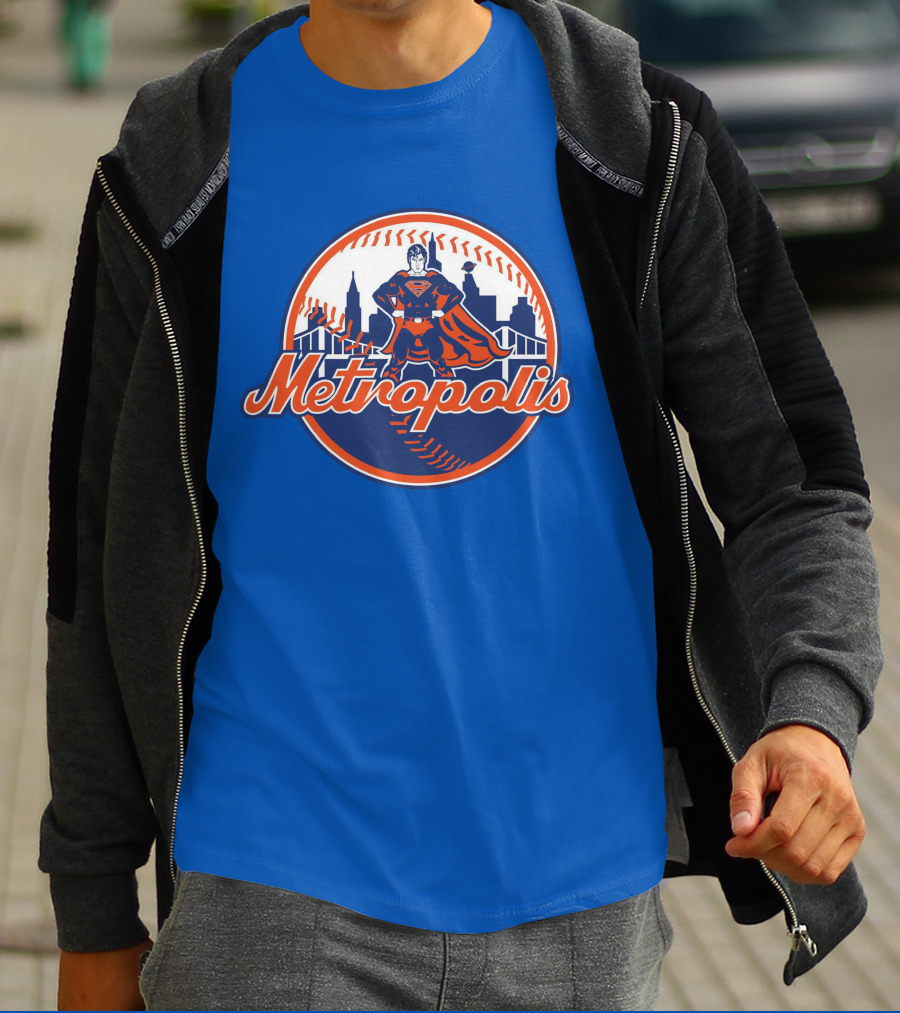 Metropolis Superman NY Baseball Skyline T-Shirt