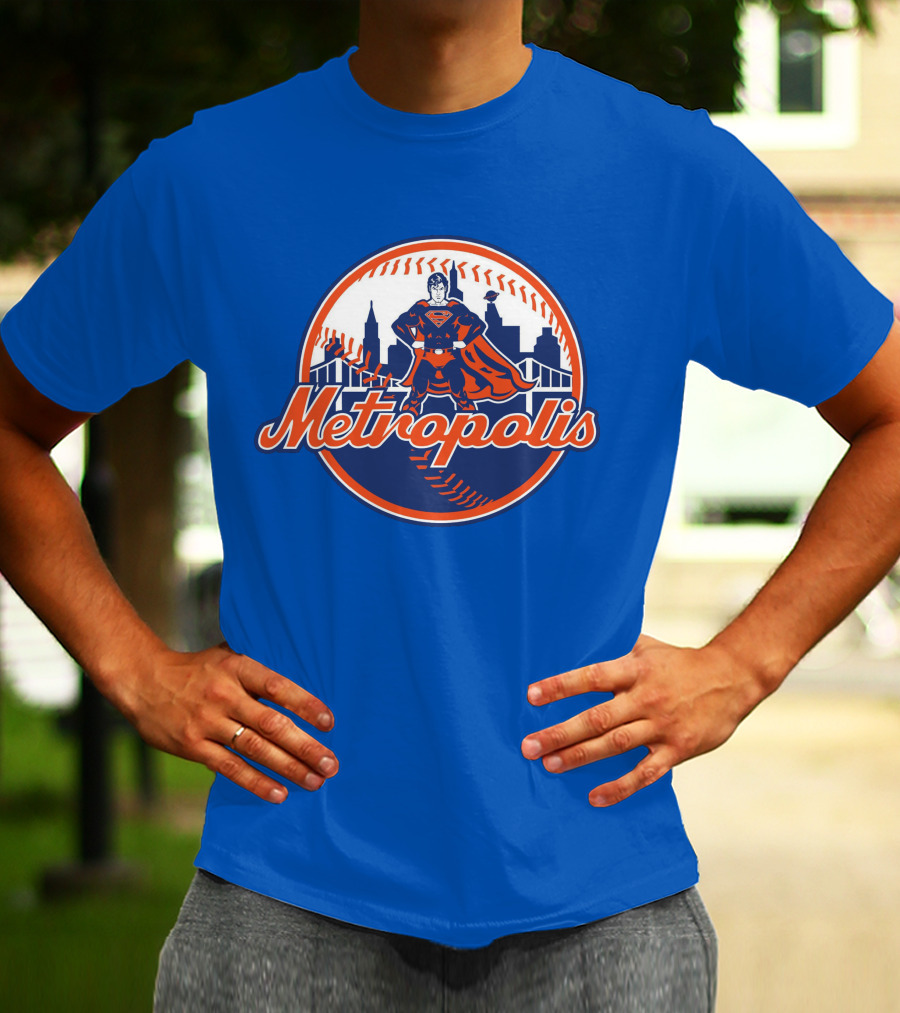 Metropolis Superman NY Baseball Skyline T-Shirt
