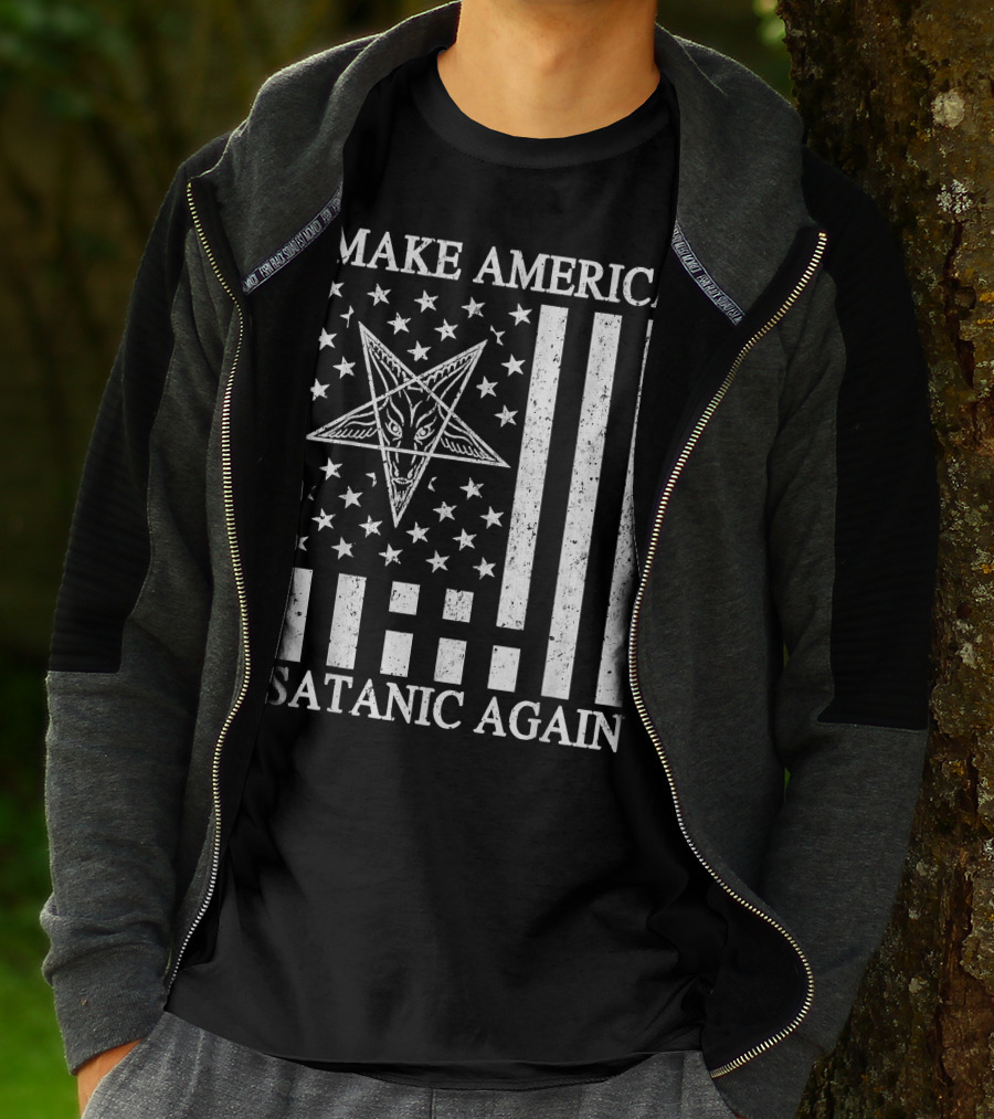 Make America Satanic Great Again American Flag Pentagram T-Shirt