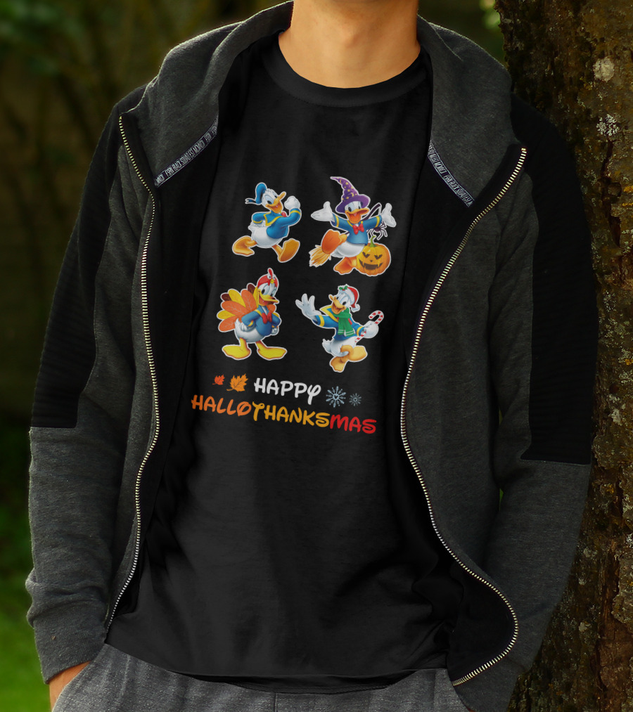 Happy HalloThanksMas Donald Duck Seasonal Characters T-Shirt