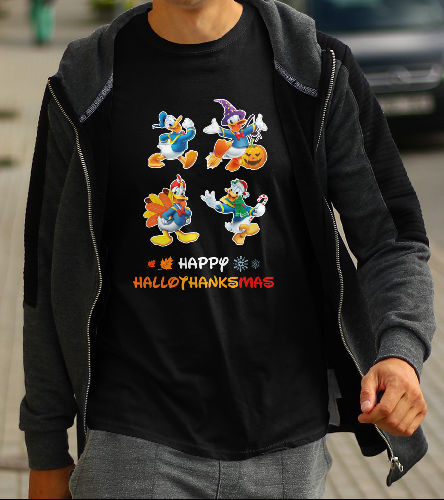Happy HalloThanksMas Donald Duck Seasonal Characters T-Shirt