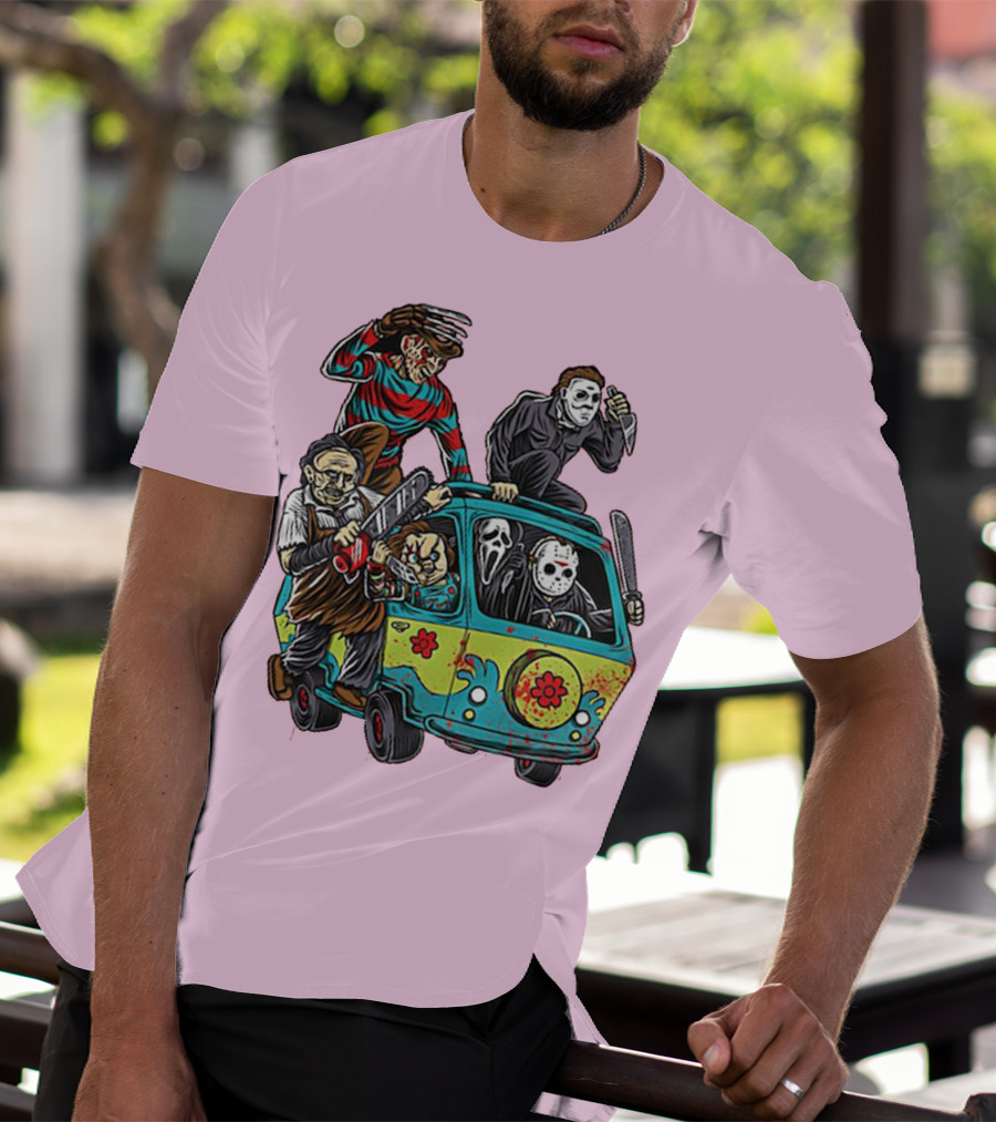 Freddy Jason Michael Leatherface Ghostface Massacre Machine Horror Movie Van T-Shirt